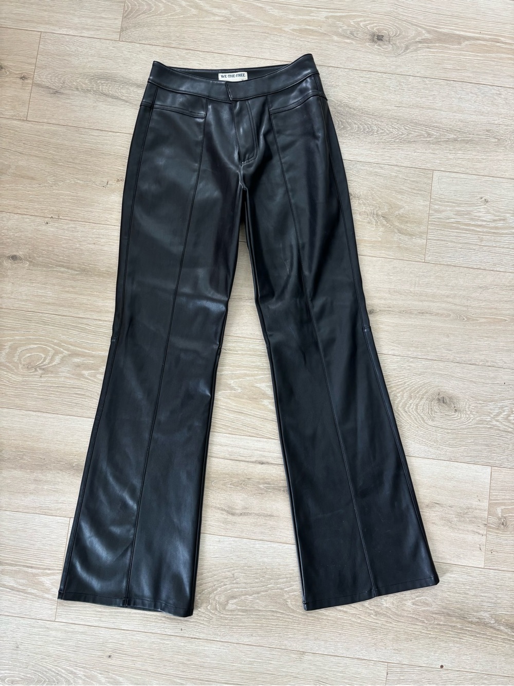 Free People Black Faux Leather Bootcut Pants